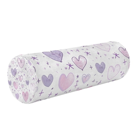 Neck pillow Round Cervical Pillow Cylindrical Pillow Lumbar Pillow Sofa Headrest Pillow Support For the Back, Neck and Head Purple Heart
