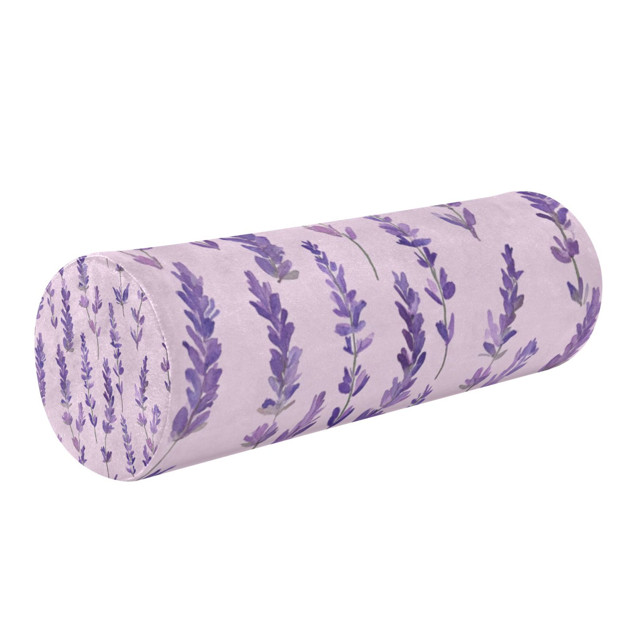 Neck pillow Round Cervical Pillow Cylindrical Pillow Lumbar Pillow Sofa Headrest Pillow Support For the Back, Neck and Head Purple Lavender