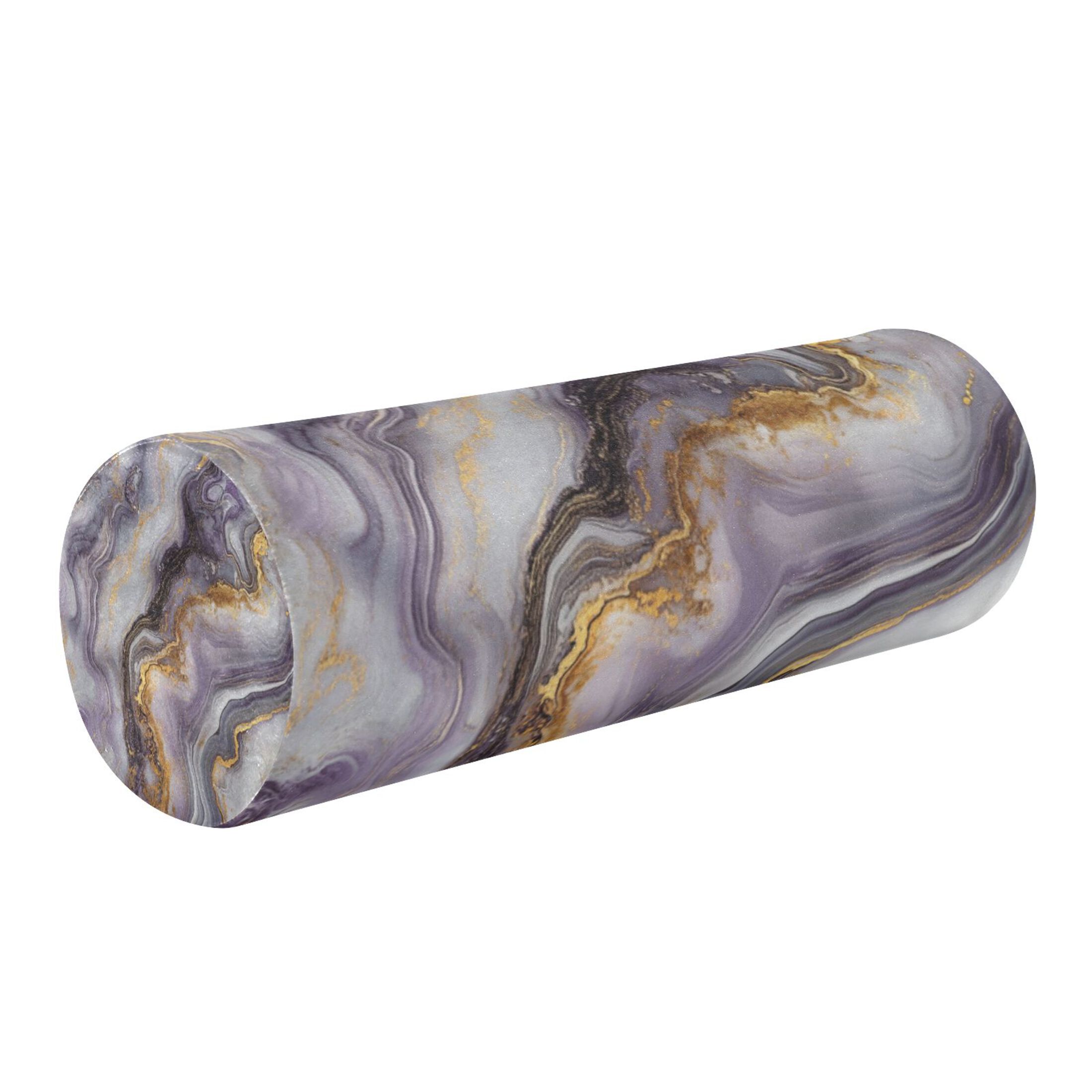 Neck pillow Round Cervical Pillow Cylindrical Pillow Lumbar Pillow Sofa Headrest Pillow Support For the Back, Neck and Head Purple Marble Pattern