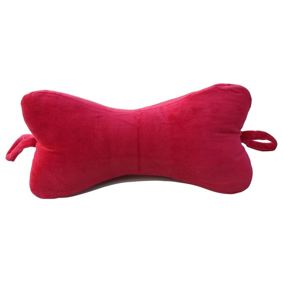 NeckBone Chiropractic Pillow by Original Bones, Red Velour Fabric, Cervical Neck with Comfort Adjustment (Use at Home Bed, Office, Travel, Camping)