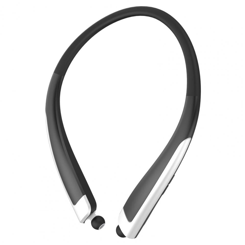 Neckband Bluetooth-Compatible Headphones, Retractable Earbuds IPX4 Sweatproof, Stereo Noise Cancelling Earphones for Workout Sports Driving, HBS-1100 Black