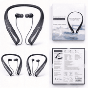 Neckband Bluetooth Headphone, Retractable Headphones with Bluetooth, Stereo Noise Cancelling Earphones Neckband Bluetooth Earphones for Office Meetings and Daily Commuting