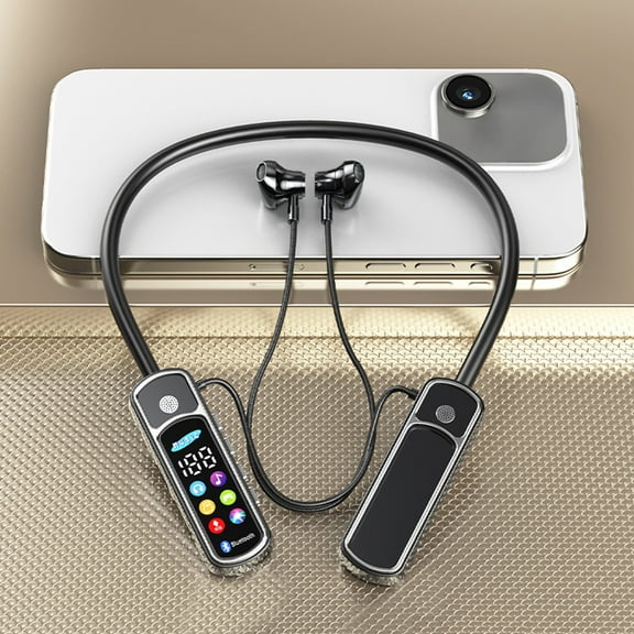 Neckband Bluetooth Headphones with LED Display, 100H Playtime, ANC, HiFi Sound, SD Card Slot - Wireless Earbuds for Music/Karaoke/Gaming, Bluetooth 5.4, Fast Charge, Built-in Mic