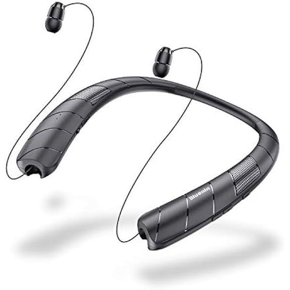Neckband Bluetooth Headphones Speaker 2 in 1Wireless Wearable Speaker with Retractable Earbuds, 3D Stereo Sound, Portable Speaker and Headset w/Bulit in Mic for Home, Office and Outdoors