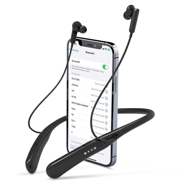 Rechargeable Neckband Hearing Aids For Seniors - Bluetooth, Noise Cancelling, 35dB Amplification