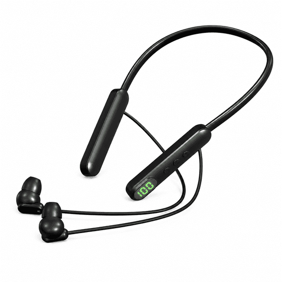 Neckband Bluetooth Wireless Earbuds with Digital Battery Display, Comfortable In-Ear Headphones for Daily/Workout Use,BLACK