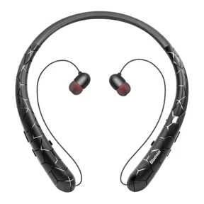 Neckband Headset Workout Headphones Bluetooth Noise Canceling Retractable Earbud