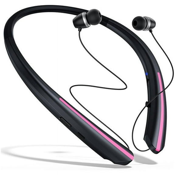 Neckband Wireless Bluetooth Earphones, Retractable Ear Sweat-Proof Stereo Noise-Canceling Earphones