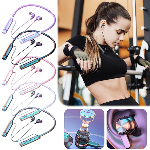 Neckband Wireless Headphones Bluetooth 5.3 Memory Card Player Oversized Battery Magnetic Sports Design Gaming Gym Use