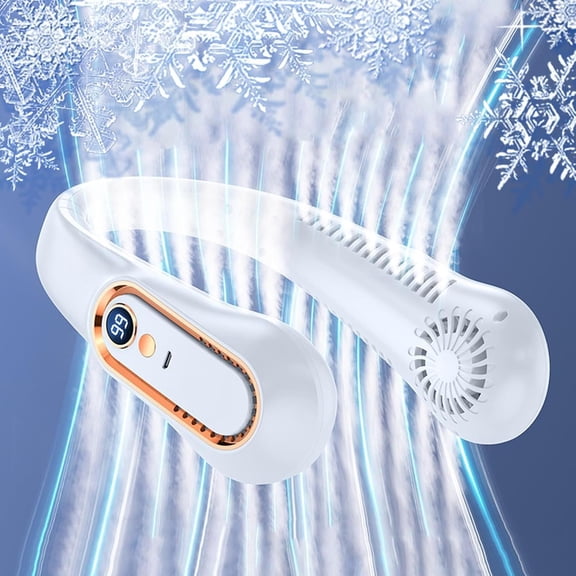 Neckbreeze - Neckbreeze Neck Fan, 5 Speeds Adjustable, White, Portable, Battery Powered, Modern Design, 720 Cooling, 18 Hour Battery Life