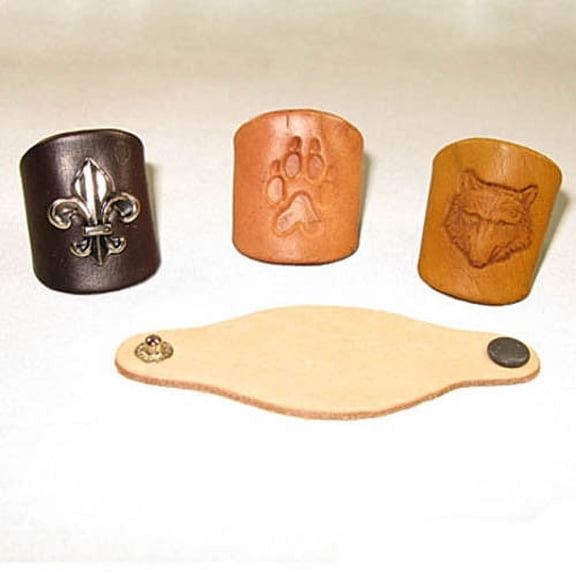 Neckerchief Slide 10 pack - Pre-Cut Vegetable Tanned Tooling Leather with Snaps