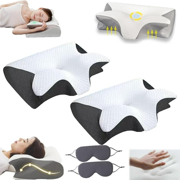 Neckhaven Pillow Hospitality Collection, Neckhaven Pillow, Neck Haven Pillows, The Neck Haven Enhanced Thickness Pillows, Contoured Support Pillows for Side Back Stomach Sleepers (2pcs C)