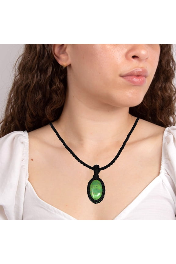 Necklace Adjustable necklace Green Macrame Hemp Turquoise macrame Handmade