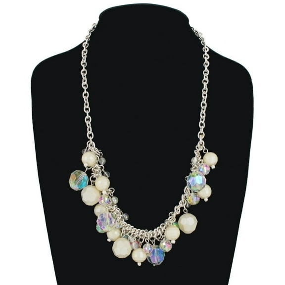 Necklace Beaded Fringe Ab Clear Champagne Faux Crystal 23-25" Ladies Adult Female