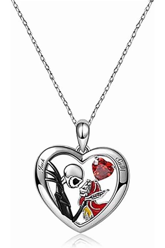 Necklace Before Christmas Gifts Sterling Silver Ja-ck Infinity Heart Pendant Necklace Skull Jewelry Birthday