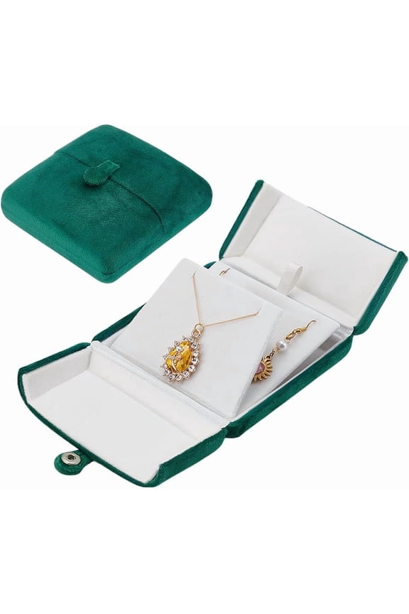 Necklace Box Velvet Jewelry Box Gift Pendant Boxes Necklace Case for Jewelry Gift Necklace Display Presentation Boxes for Wedding Anniversary 3.9x3.9x1.8 Inch Green DIY