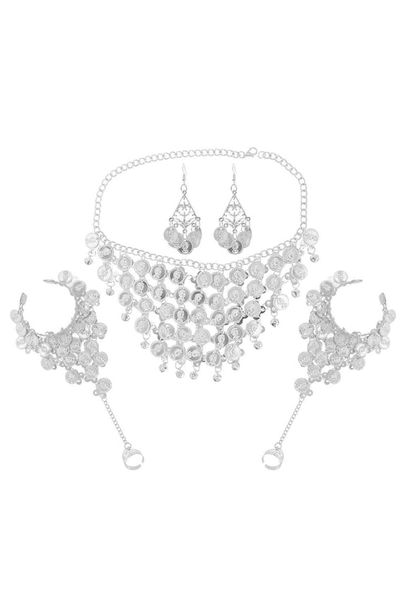 Necklace Bracelet Earrings Three-piece Set of India Costume Dance S2Y5