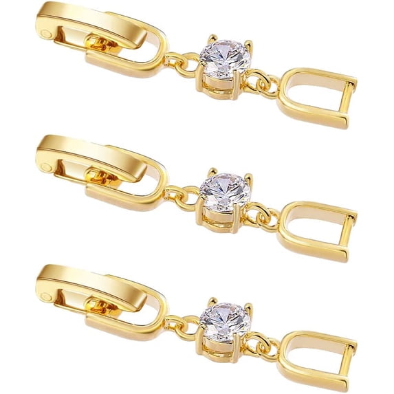 Necklace Bracelet Extenders, 3Pcs Gold Plated Crystal Rhinestone Foldover Extension Clasp Set for Women