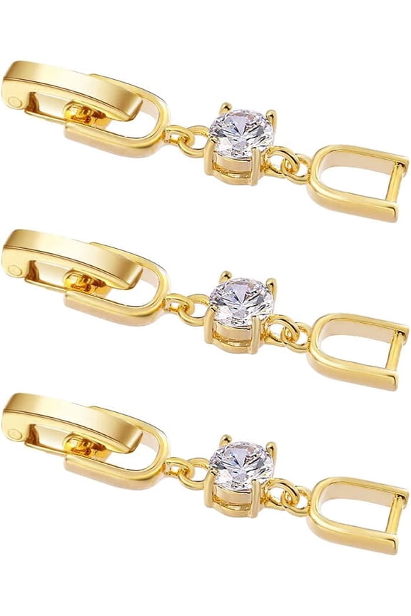 Necklace Bracelet Extenders, 3Pcs Gold Plated Crystal Rhinestone Foldover Extension Clasp Set for Women