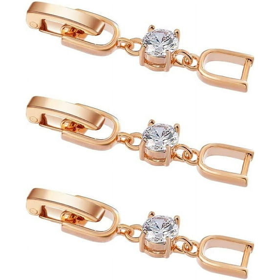 Necklace Bracelet Extenders, 3Pcs Rose Gold Plated Crystal Rhinestone Foldover Extension Clasp Set for Women