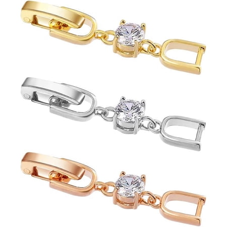 Necklace Bracelet Extenders, 3Pcs White Gold/Gold/Rose Gold Plated Crystal Rhinestone Clasp Set for Women