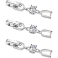 thumbnail image 1 of Necklace Bracelet Extenders, 3Pcs White Gold Plated Crystal Rhinestone Foldover Extension Clasp Set for Women, 1 of 6
