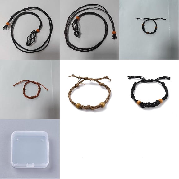 Necklace Bracelet Making Finding Kit Including Adjustable Nylon Cord Macrame Pouch Bracelet Necklace Making with Wood Beads Mixed Color 6Pcs/box