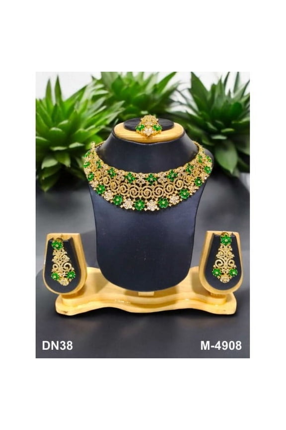 Necklace Bridal Set Jewelry for Women Trending Designer Jewelry Gold Plated Metal Alloy Handmade Artificial Indian