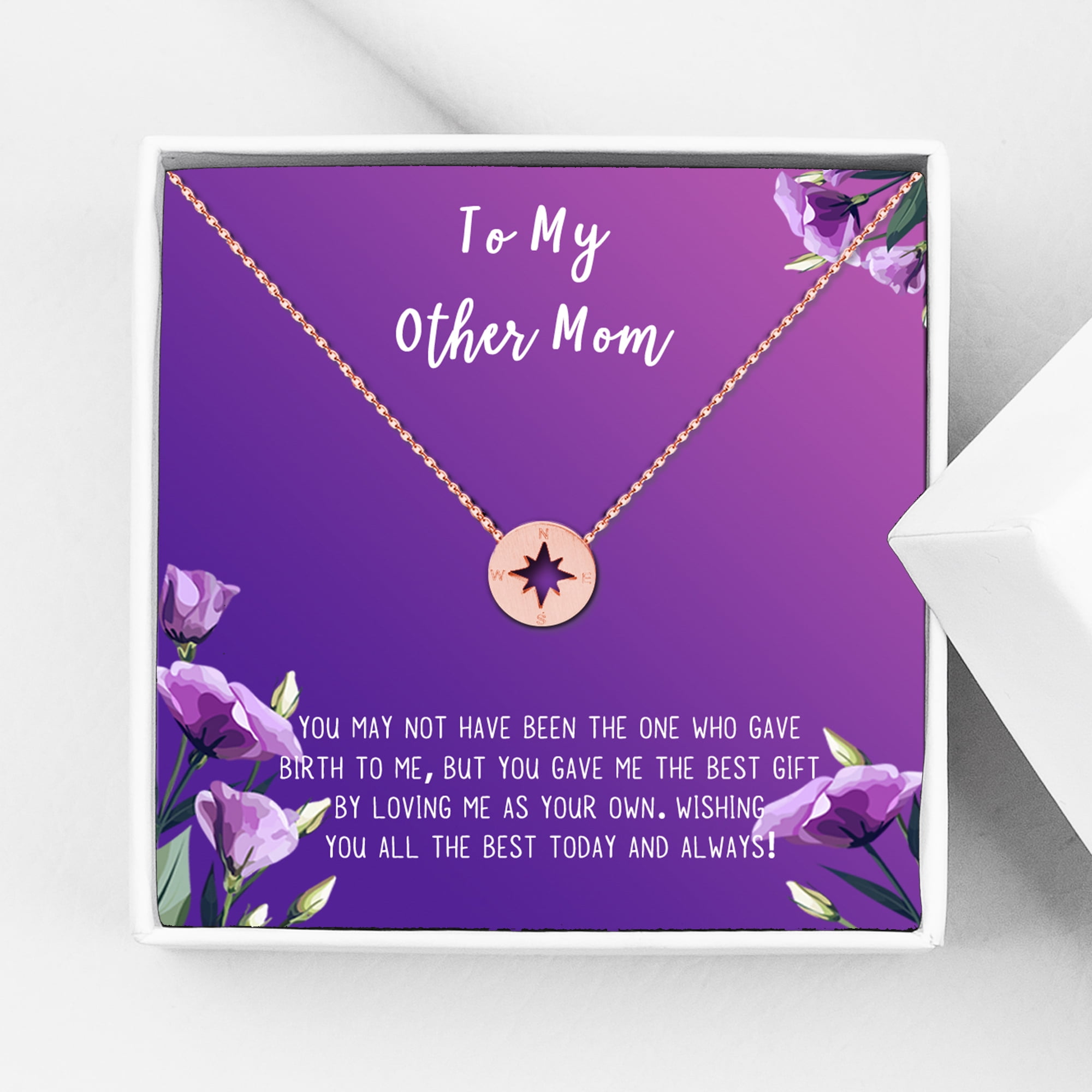Necklace and Card Gift Set, Mother's Day Jewelry for Her, Gift for Mom, Pendant Necklace for Mom, Special Occasion Gifts, Gift Set for Mom, Stainless Steel [Rose Gold Compass, 18" Chain]