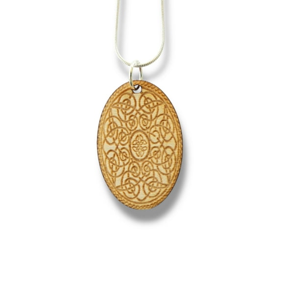 Necklace - Celtic Design - Key of Life Snake and Cable Link chains - Birch Wood