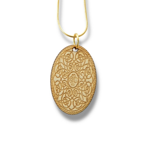 Necklace - Celtic Design - Key of Life Snake and Cable Link chains - Birch Wood