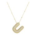 thumbnail image 1 of Necklace Chain Extender 14K White Gold A Z Bubble Letter Necklace Gold Balloon Initial Necklaces Rhinestone Letter Pendant Necklaces For Women Trendy Birthday Fashion Friendship Necklace, 1 of 4