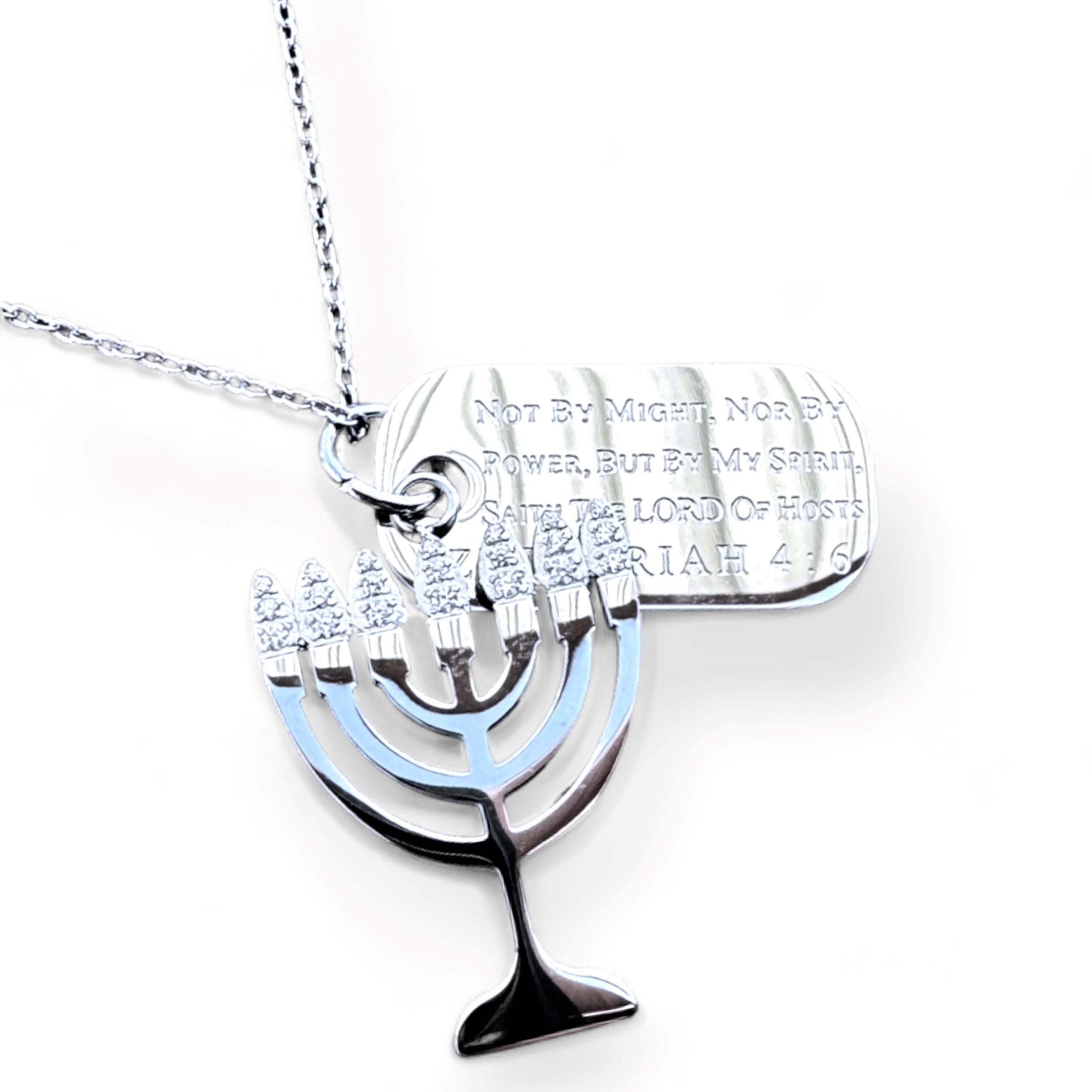 SPIRIT AND TRUTH JEWELRY Necklace-Cz Candlestick-Zech. 4:6 (Womens) (18")