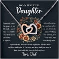 thumbnail image 1 of Necklace for Daughter from Dad, Double Heart Pendant Jewelry Gift, Heartfelt Message Card Included, Sentimental Present for Birthday, Graduation, or Farewell, Elegant Jewelry for Her, 1 of 6
