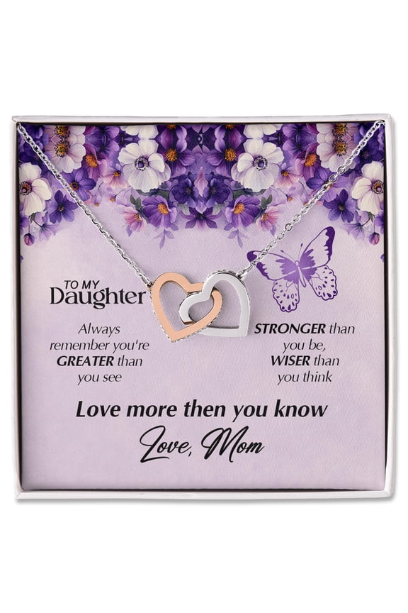Necklace for Daughter from Mom, Heart Jewelry Gift with Encouraging Message Card, Sentimental Present for Birthday Graduation, Inspirational Keepsake Gift for Teenage or Adult Daughter
