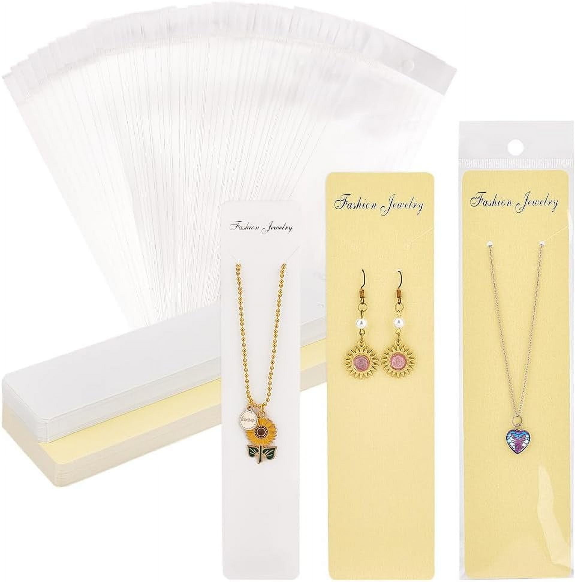 Twavang 100-Pack Earring Display Cards With Backs & Bags - Blue Kraft Paper, 3.5x2.3 Inches