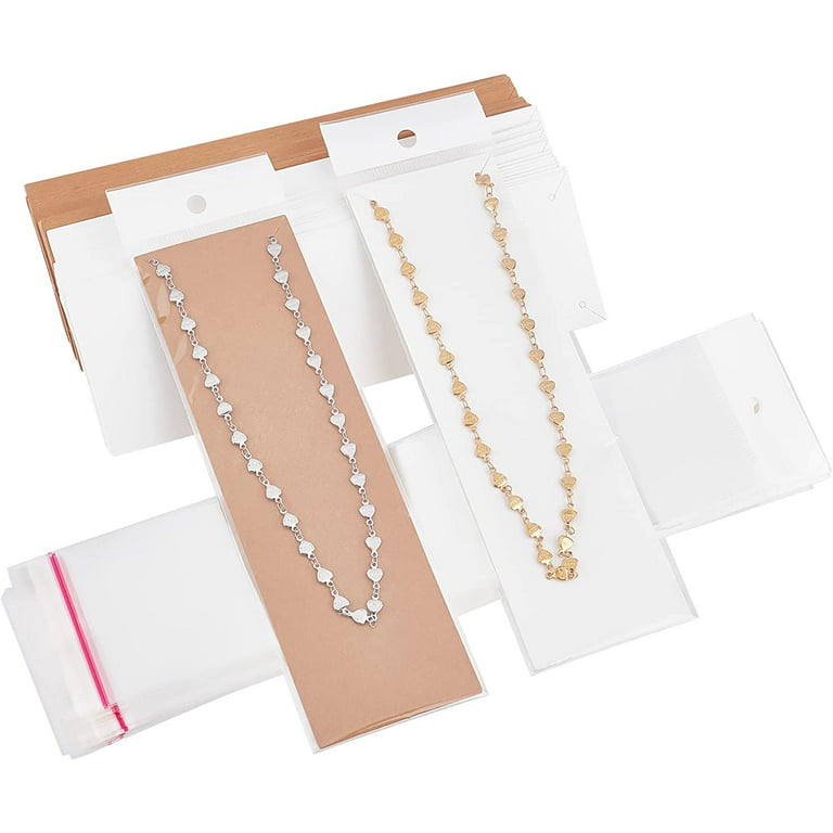 Necklace Display Card with Self-Sealing OPP Bags 60pcs Kraftpaper