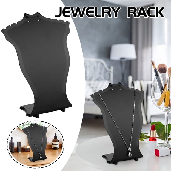 Necklace Display Stand for Jewelry – 4.7 Tall Plastic Bust Holder for Necklaces & Earrings, Black, Ideal for Home, Retail or Trade Shows