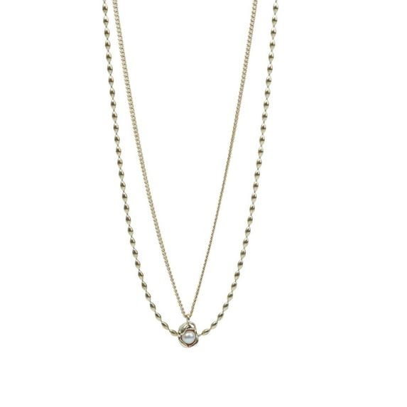 【Necklace】Double-Layer Pearl Pendant Necklace, Stylish Stacked Design, Elegant Daily Wear for Fashion Women