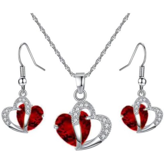 Necklace Earrings Beautiful Butterfly Closure Set 2pcs/set Women Jewelry Valentine Day Shining Heart Shaped Faux Crystal