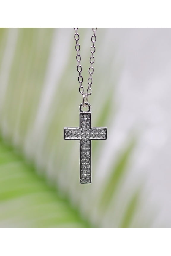 Necklace-Eden Merry-Crystal-Cross-Silver