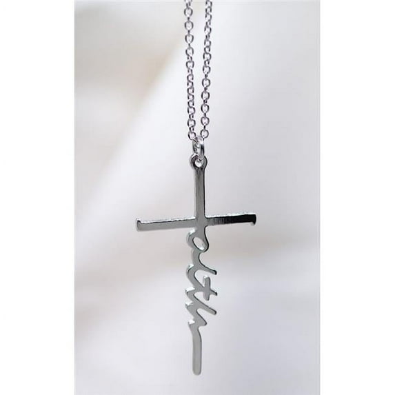 Necklace-Eden Merry-Faith-Cross-Script
