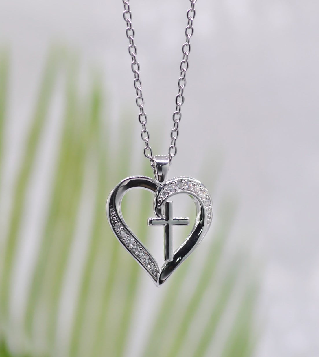 JAMES LAWRENCE COMPANY Necklace-Eden Merry-Heart/Cross-Silver