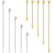 VINGVO Necklace Extender, 10Pcs Stainless Steel Gold Silver Chain Extenders for Necklaces Bracelet Anklet Extension with Lobster Clasps and Closures for Jewelry Making, (2 3 4 5 6 inch)