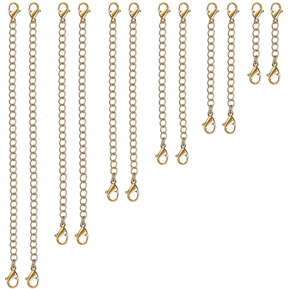 Necklace Extender, 12Pcs Gold Chain Extenders Stainless Steel Jewelry Bracelet Anklet for Women