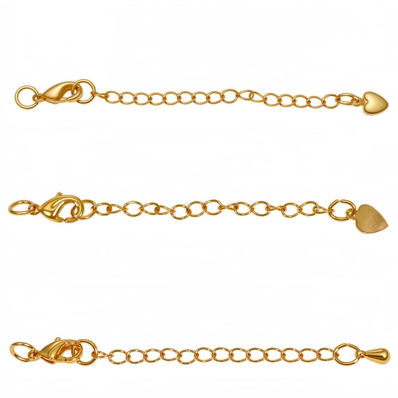 Necklace Extender 14K Gold Plated Copper Solid Brass Necklace Bracelet Extenders Extension Chains for Neckalces 3Pcs