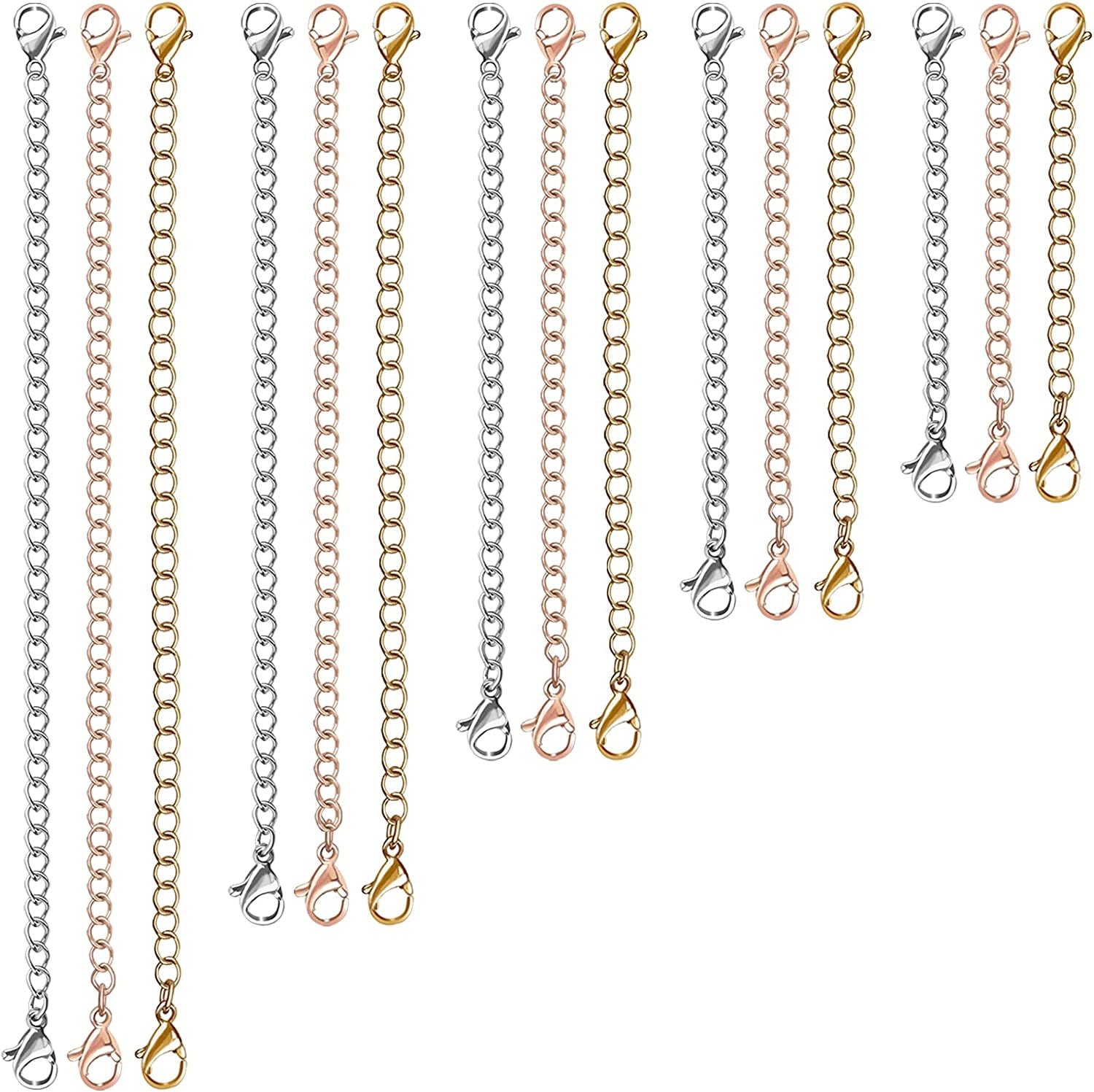 Necklace Extender, 12 PCS Chain Extenders for Necklaces, Premium Stainless  Steel Jewelry Bracelet Anklet Necklace Extenders(Silver), Length: 1.2 2  3 4 5 6, by 