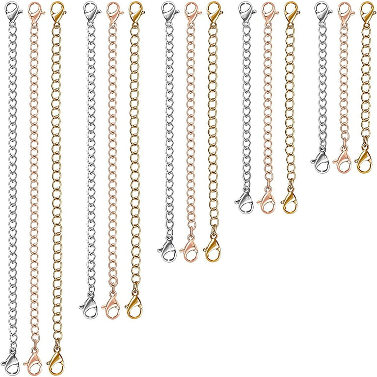 Necklace Extender, 15 PCS Chain Extenders for Necklaces, Premium Stainless  Steel Jewelry Bracelet Anklet Necklace Extenders (5 Gold, 5 Silver, 5 Rose
