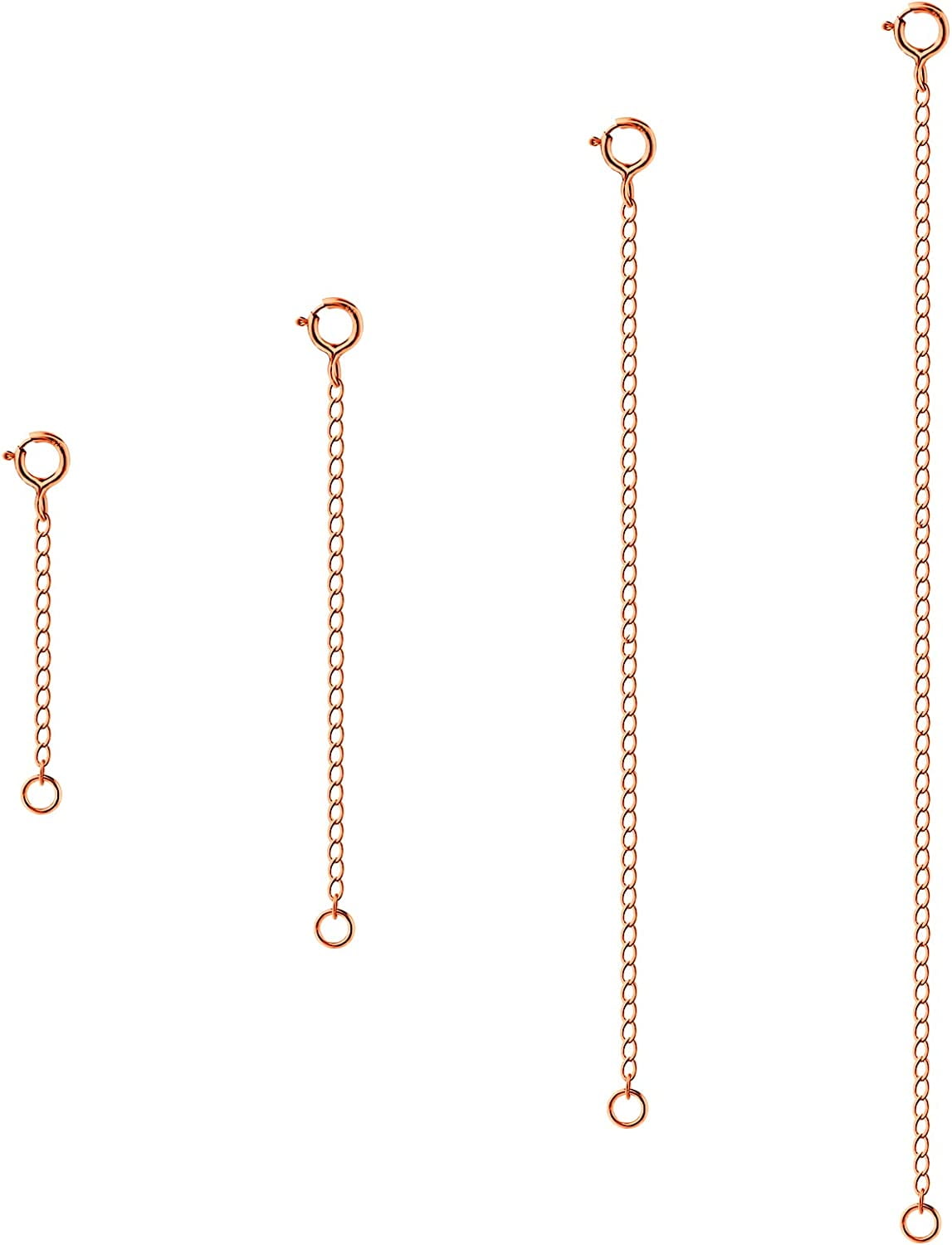 GUUYOO Necklace Extender, 4Pcs Rose Gold 925 Sterling Silver Necklace Extenders Chain Bracelet Anklet Extension for Women Multiple Necklaces Jewelry (1, 2, 3, 4)