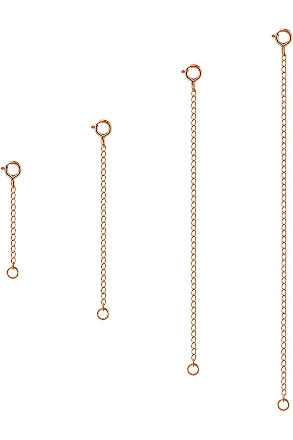 Necklace Extender, 4Pcs Rose Gold 925 Sterling Silver Necklace Extenders Chain Bracelet Anklet Extension for Women Multiple Necklaces Jewelry (1, 2, 3, 4)